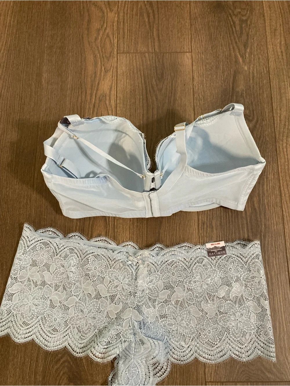Cacique Boost Balconette Bra Light Blue Lace With Pantie Set Size 42F 18/20